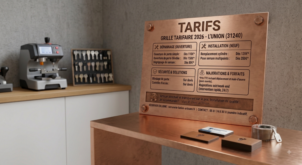 Tarifs des prestations de serrurerie à Toulouse